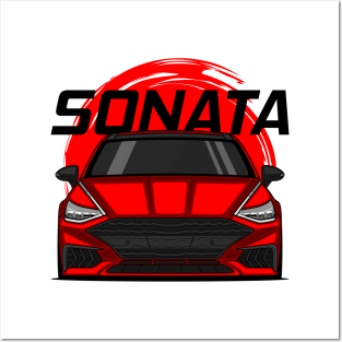 Front Red Sonata Sedan 8 Gen Posters and Art